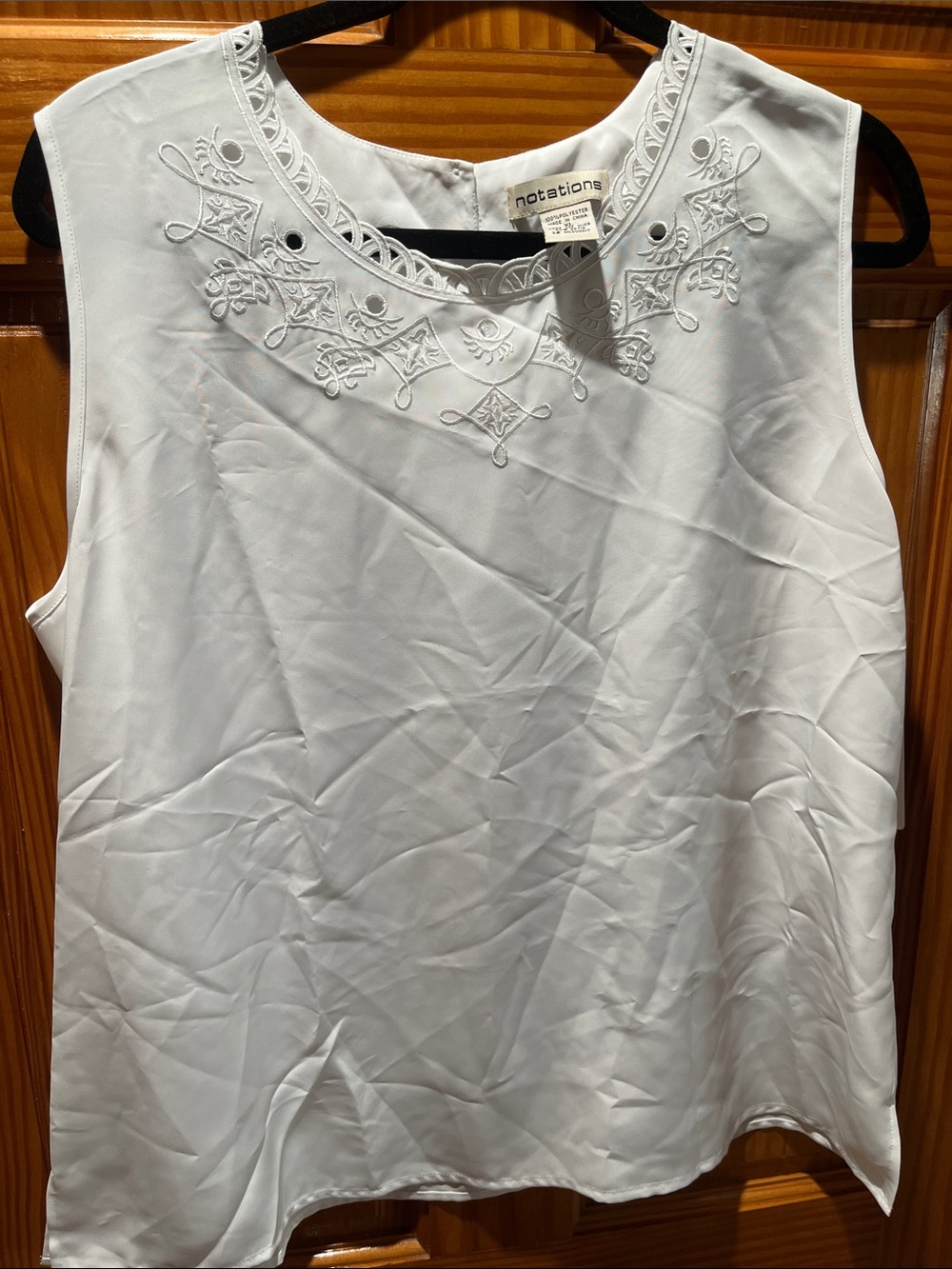 Notations White Embroidered Sleeveless Camisole